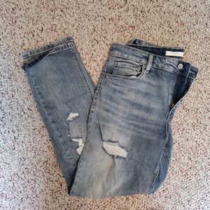 Distressed mom jeans